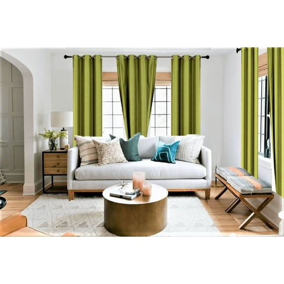 Lime Green 1-piece Adam solid blackout grommet-top window curtain panel 37"inch wide x 63" inch long room darkening perfect décor home