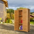 thumbnail image 2 of BaytoCare Garden Storage Cabinet Outdoor Tool Shed w/ Asphalt Roof 63'' Nature, 2 of 9