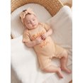 thumbnail image 5 of BemeyourBBs Newborn Baby Girl Summer Clothes Infant Baby Girl Little Sister Outfits Ribbed Romper 0 3 6 Months Cutest Little Sister Letter Print Short Sleeve Jumpsuit with Headband Set, 5 of 9