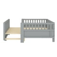 thumbnail image 4 of Twin XL Size Platform Bed with Guardrails, Solid Wood Twin XL Bed Frame, Can Be Converted into a Queen Platform Bed,Gray, 4 of 9