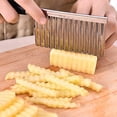 thumbnail image 7 of Crinkle Cut Knife,Crinkle Cutter for Veggies,French Fry,Potato,Cucumber,Carrot and Fruit,Stainless Steel Wave Fries Cutter Slicer with Handle,Crinkle Knife,Wavy Knife,Dishwasher Safe,1 Pack,8.8"x2.3", 7 of 7