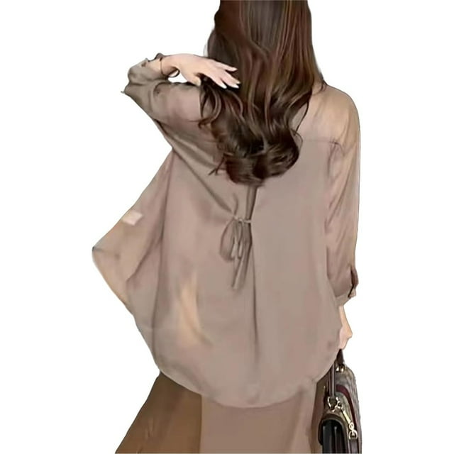 Summer Sunscreen Chiffon Shirt, Sun Protection Chiffon Blouse Lightweight, Summer Sunscreen Chiffon Blouse