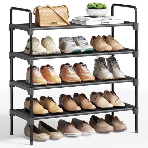 Extra-Long Shoe Rack for Closet, Shoe Organizer for Front Door Entrance, Stackable Shoe Shelf, Detachable Closet Organizers and Storage, 39.0" Wide - 3 Tier, Black