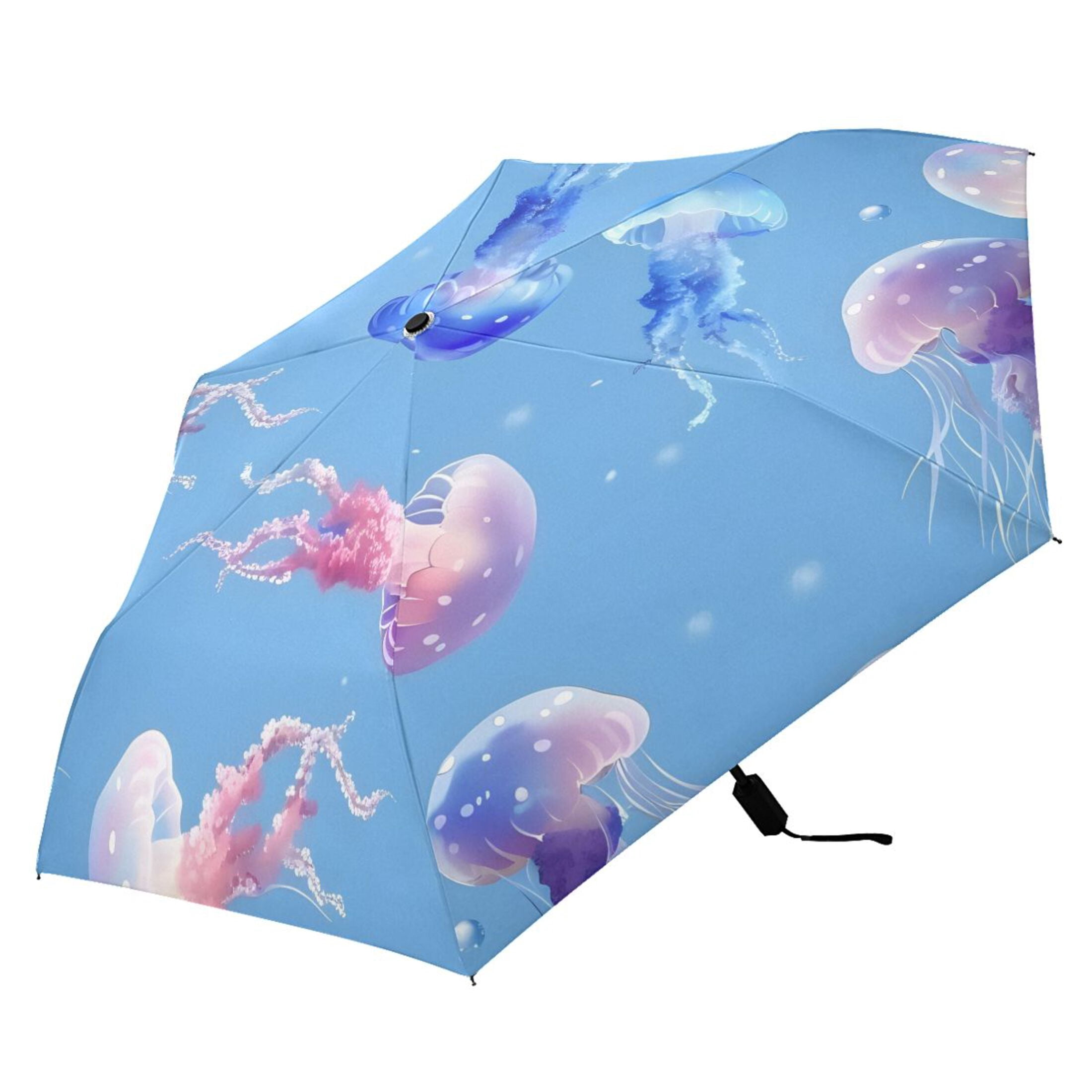 Beautiful Cute Jellyfish Compact Sun Umbrella Windproof Travel Umbrellas for Rain Strong Portable UV Protection