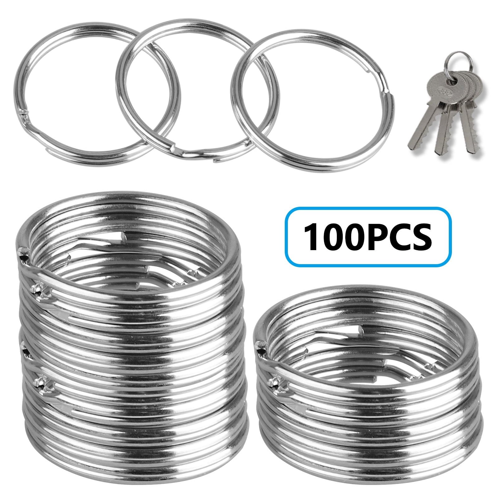 20 Steel Keyrings Split Key Rings 25mm Nickel Hoop Ring Nickel Plated Steel Loop