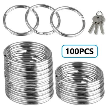 100pcs Round Flat Key Chain Rings, EEEkit 1in/25mm Metal Split Ring Key Rings Chains for Car Keys Organization, Silver