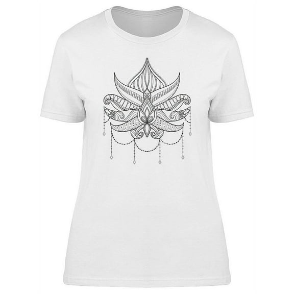 Hand Drawn Lotus Flower T-Shirt Women -Image by Shutterstock, Female Large