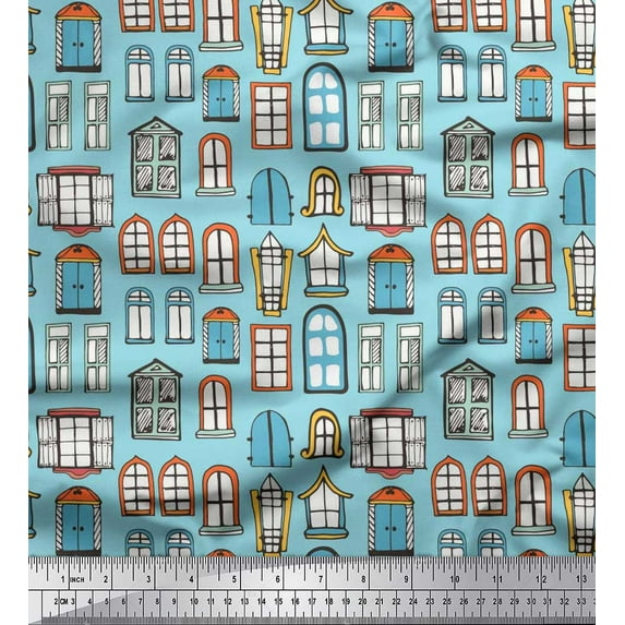 Soimoi Crepe Silk Fabric Window Architectural Decor Fabric Printed Yard 42 Inch Wide