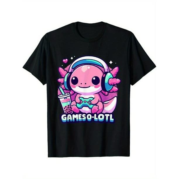 Youngsters' Axolotl Gamer Tee - Breathable Cotton, Crew Neck Short Sleeve Shirt for Boys & Girls - Perfect Summer Casual Wear