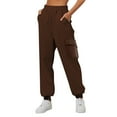 thumbnail image 1 of Pantalones de yoga de cintura alta para mujer: forrados de felpa, cintura elástica, bolsillos laterales, poliéster, pantalones de chándal para hacer ejercicio., 1 of 4