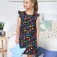 thumbnail image 4 of Fotbe Colorful Excavator Vestido de Dormir para Niñas de 3 a 10 Años, Mangas Cortas, Estilo Princesa, Pijama Camisón con Mangas Voladas-Small, 4 of 6