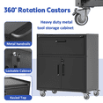 thumbnail image 5 of Hassch Metal Storage Cabinet with Lock and Wheels, Rolling Tool Cabinet with Adjustable Shelf, Garage Cabinet with Drawer and 2 Doors for Basement, Repaired Shop, Easy Assembly, Black, 5 of 9