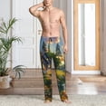 thumbnail image 2 of Sigee Cozy Cottage Lakeside Sunset print Men's Pajama Pants Lounge Sleep Bottoms with Elastic Waistband and Pockets-X-Large, 2 of 6