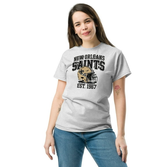 New Orleans T-Shirt, Football Helmet Tee, Football Fan Gift (Ash, S)