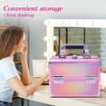 thumbnail image 4 of Lightweight Cosmetic Box Makeup Train Case Lockable Makeup Case Organizer 2 Trays Makeup Storage with Mirror Locking for Portable Makeup Storage Box, 4 of 8