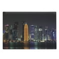 thumbnail image 1 of Urban Cutting Board, Qatar Middle East Town with Luminous Skyscraper at Night View, Decorative Tempered Glass Cutting and Serving Board, Large Size, Charcoal Grey Orange, by Ambesonne, 1 of 1