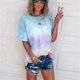 thumbnail image 1 of Tie-dye gradient print, loose T-shirt and women's top, 1 of 2