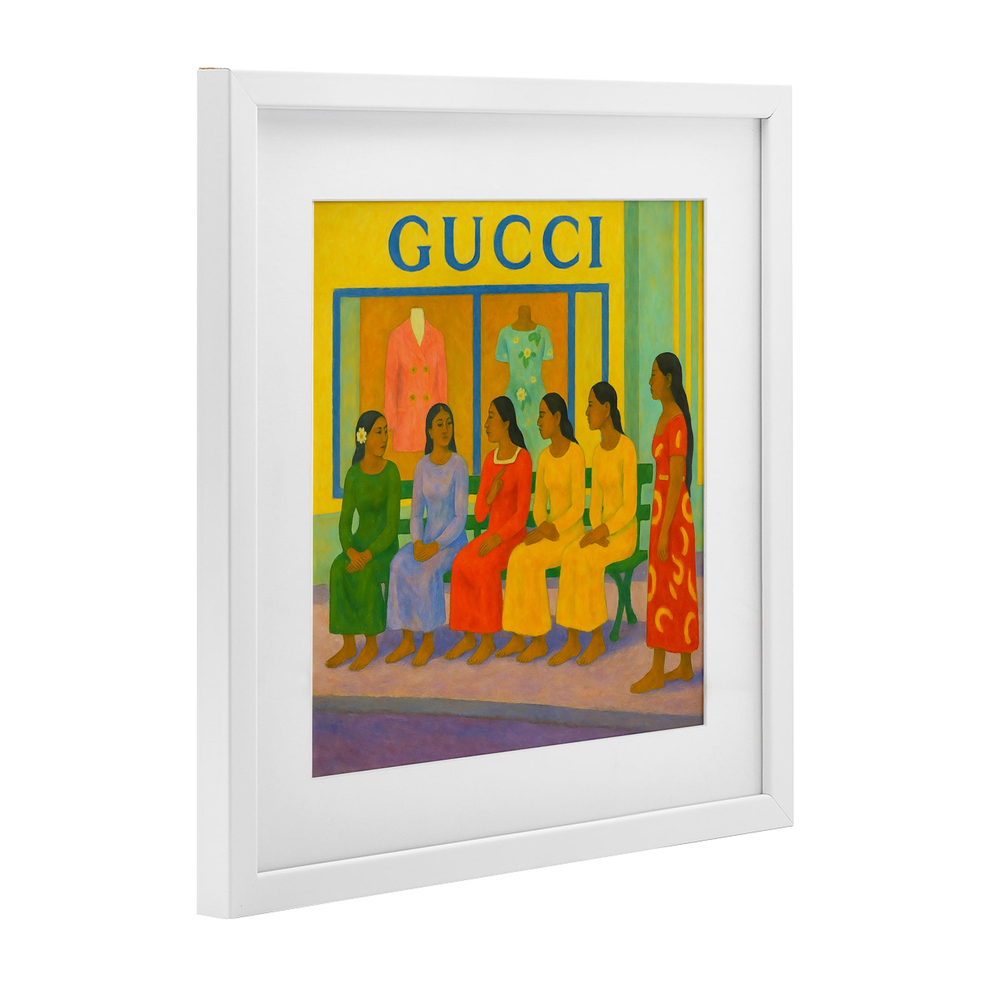 Stupell Industries Gaugin Style Glam White Framed Print Under Glass, design by Grotto Studios