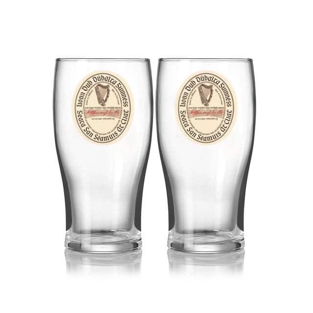 Set de Vasos Guinness Tulipán de 20 oz con Etiqueta Vintage, Paquete de 2
