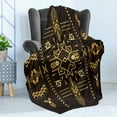 thumbnail image 4 of Geometric Soft Flannel Fleece Blanket, Tribal Hand Drawn Vintage Aztec Background in Vector Illustration Print, Cozy Plush for Indoor and Outdoor Use, 50" x 70", Dark Brown Mustard, by Ambesonne, 4 of 5