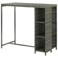 thumbnail image 1 of vidaXL Bar Table with Storage Rack Grey 120x60x110 cm Poly Rattan, 1 of 5