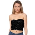 thumbnail image 1 of Womens Off Shoulder Sparkly Sequins Stretch Tube Top Chest Wrap Bra Party Club Crop Top, 1 of 6