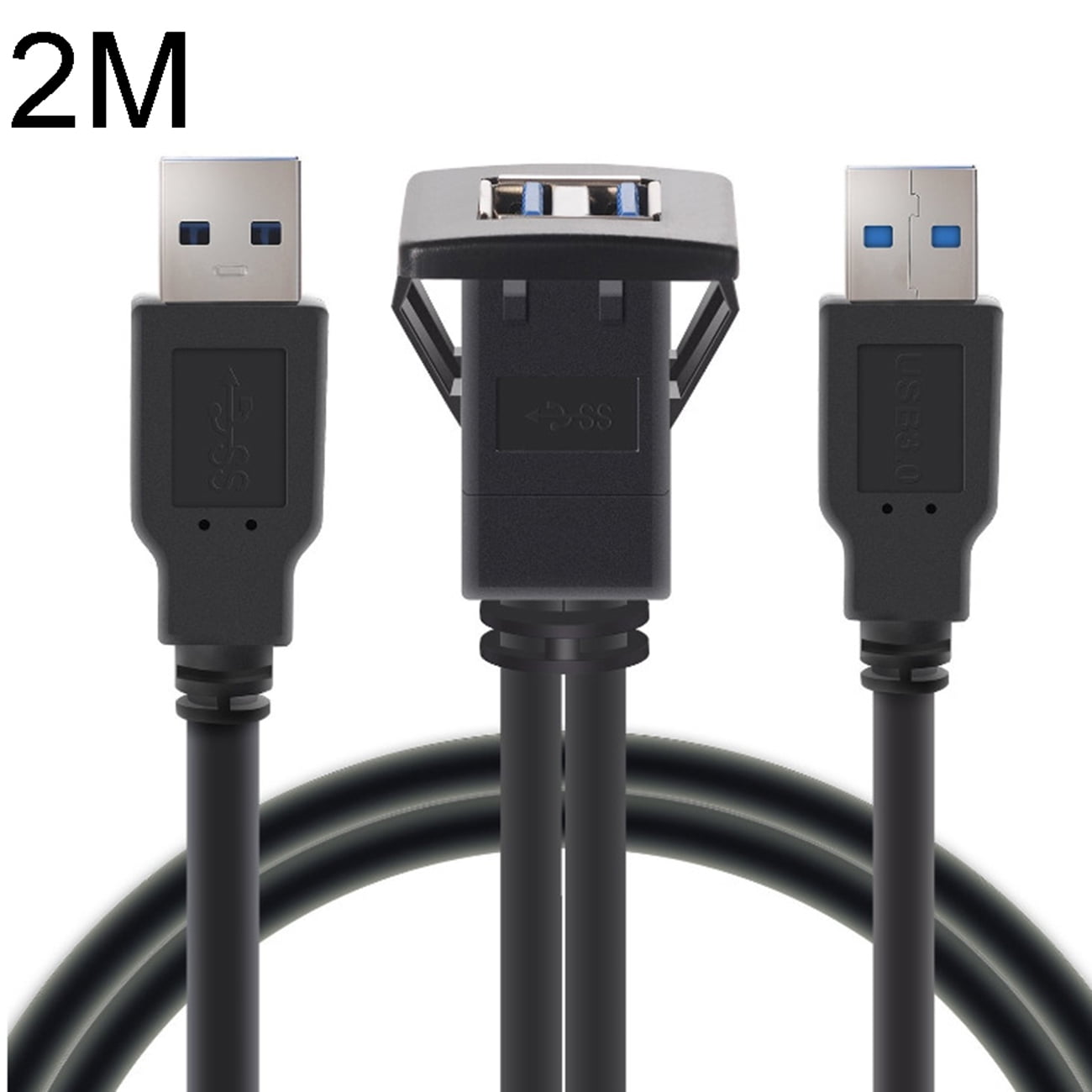 Square USB 3.0 Panel Flush Mount Extension Cable With usb 3.0 mount