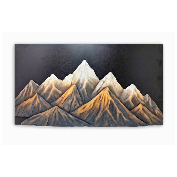 Land & Legacy Mountain Scape 3D Embossed Resin Wall Art with Black Metal Backboard