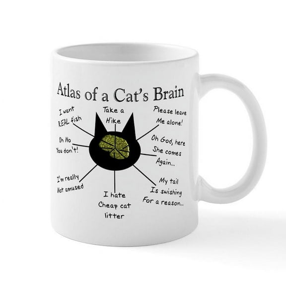 CafePress - Atlas Of A Cats Brain Mugs - 11 oz Ceramic Mug - Novelty Coffee Tea Cup