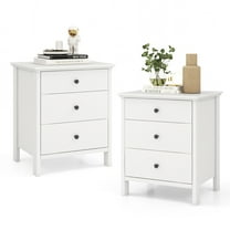 Topbuy 2-Piece 3 Drawers Modern Nightstand Bedside Table Wooden End Table White