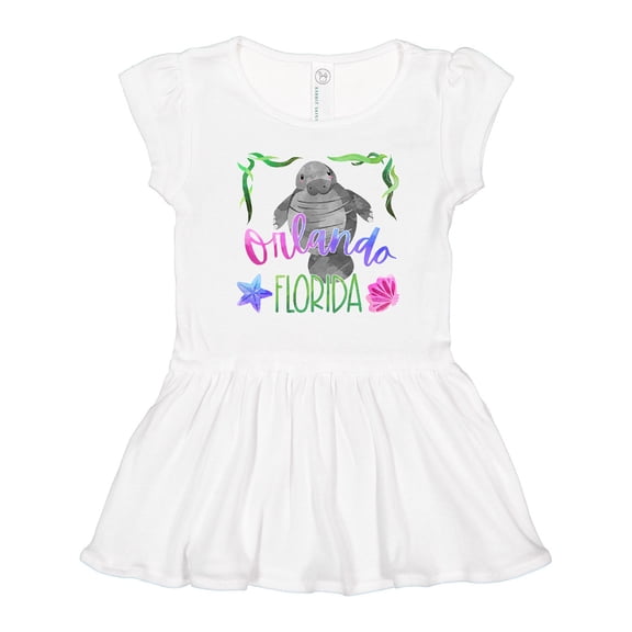 Inktastic Orlando Florida Cute Swimming Manatee Girls Toddler Dress