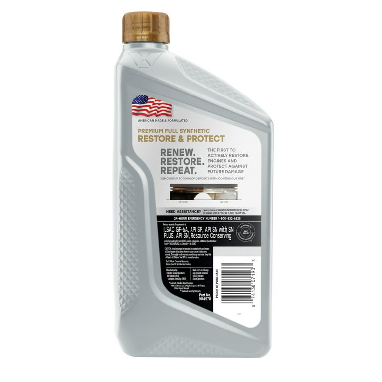 Valvoline Restore & Protect Full Synthetic 0W-20 Motor Oil 1 Qt