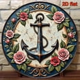 thumbnail image 4 of HELLOYOUNG Nautical Blue Anchor Rose Metal Art Sign, Chic Aluminum Wall Decor for Home Bars Coastal Spaces, Rustic Vintage Tin Sign, 4 of 6