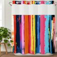 thumbnail image 3 of Colorful Striped No Hook Shower Curtain Waterproof,Bathroom Curtains with Snap in Liners and See Through Top Window,Modern Rainbow Abstract Graffiti Art Hotel Style Bathtub Curtains Shower 66"Wx72"L, 3 of 8