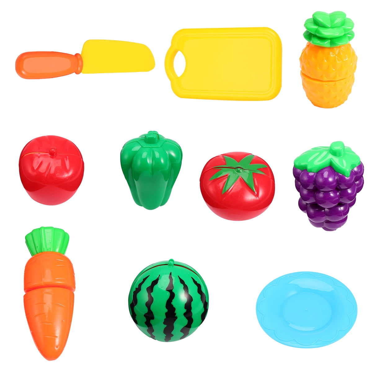 LA TALUS Kitchen Plastic Fruit Vegetable Food Pretend Reusable Role Play Cutting  Set 