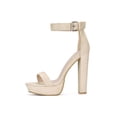 thumbnail image 6 of BLISSFUL STEP Women's Shoes Faux Suede Ankle Strap Open Toe High Chunky Heel Platform Sandals Beige 7, 6 of 8