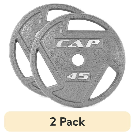 (2 pack) CAP Barbell, 45lb 2 inch Olympic Grip Weight Plate, Grey