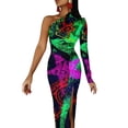thumbnail image 3 of Neo Pop Art Blacklight Glow in the dark Half Dleeve Split Dress party dresses women women"s luxury party dress, 3 of 6