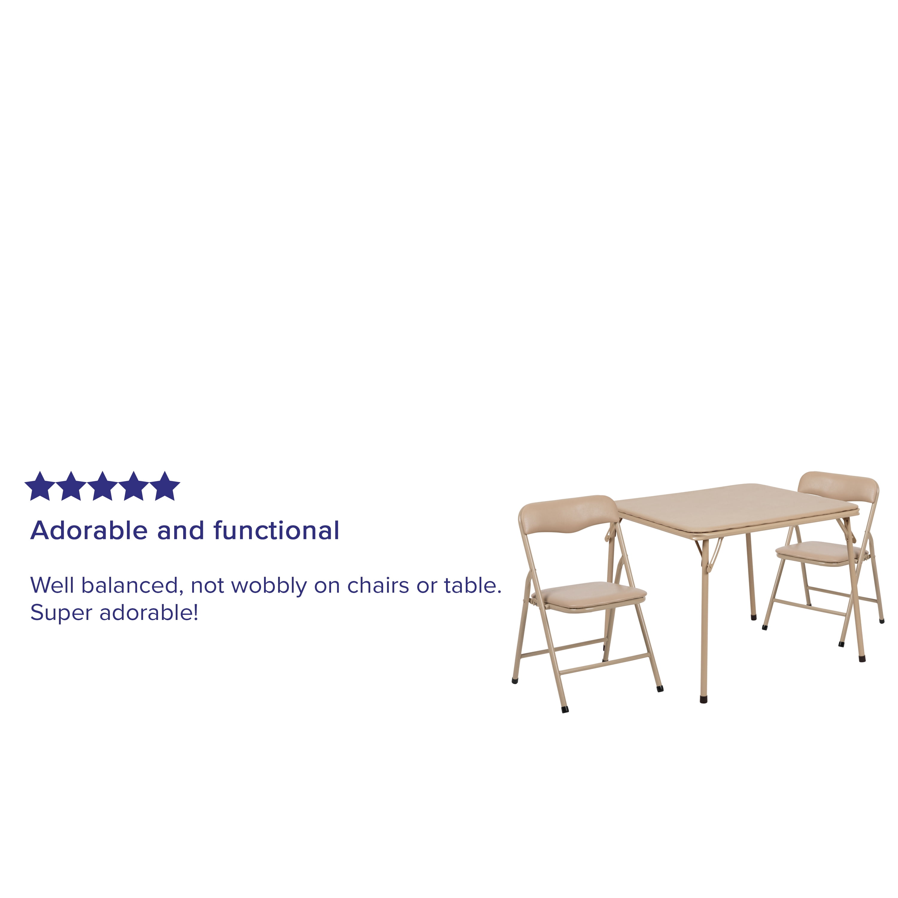 BizChair Kids Tan 3 Piece Folding Table and Chair Set