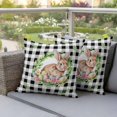 thumbnail image 4 of Easter Rabbit Pillow Covers 2 Pack Spring Green Leaf Plant Colorful Easter Eggs Black Buffalo Plaid Pillowcase Waterproof Outdoor Throw Pillow Cover for Patio Garden Square Cushion 18”x18”, 4 of 9