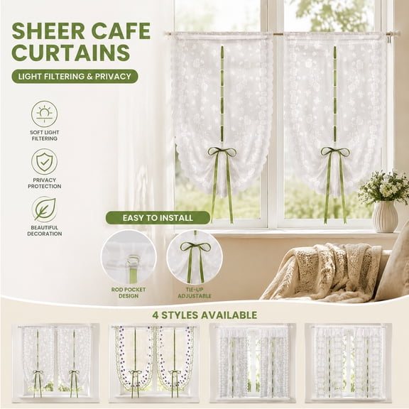 Tarmeek Sheer Lace Blackout Curtain 80x200 cm Rod Pocket Floral Light Blocking Room Darkening Privacy Curtain Thermal Insulated Window Treatment for Living Room Bedroom Drapes