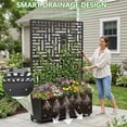 thumbnail image 3 of FOOWIN 71'' H Metal Planter with Trellis and Wheels , Outdoor Raised Garden Bed for Climbing Plants, Trellis Planter Box with Drainage Hole, Black, 3 of 10