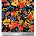 thumbnail image 1 of Soimoi Cotton Voile Fabric Leaves & Poppy Flower Printed Craft Fabric by the Yard 42 Inch Wide, 1 of 1