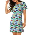 thumbnail image 2 of Naloa Transport Print Women Nightgowns,Womens Loungewear,Short Sleeve Sleepwear,Comfy Ladies Nightdress, 2 of 6