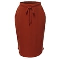 thumbnail image 2 of A2Y Women's Elastic Waist Self Tie Tulip Hem Side Pocket Skirt Dark Rust 2XL, 2 of 5