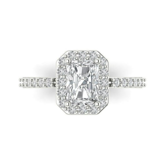 Solitaire with Accents Engagement Ring for Women - 1.92ct Simulated Diamond in 18K White Gold Promise Ring