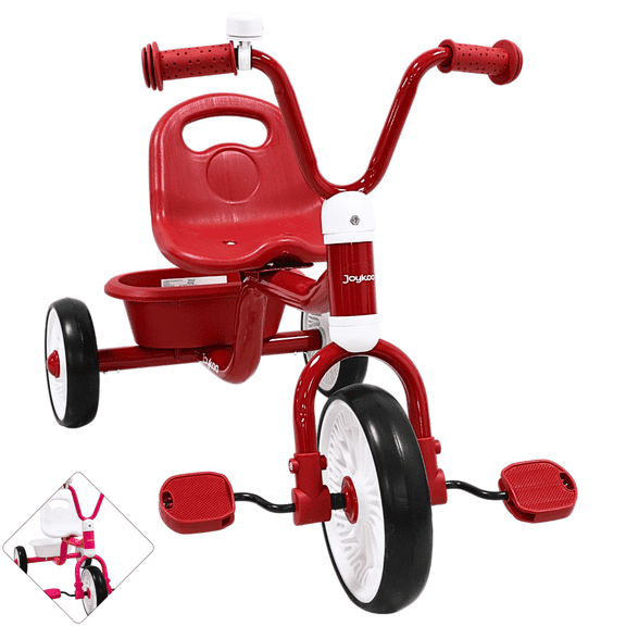 Triciclo para Niños JOYKOO Asiento Ajustable Ruedas de Eva con Canasta Apto a 2 Años Soporta hasta 25 kg - Rojo