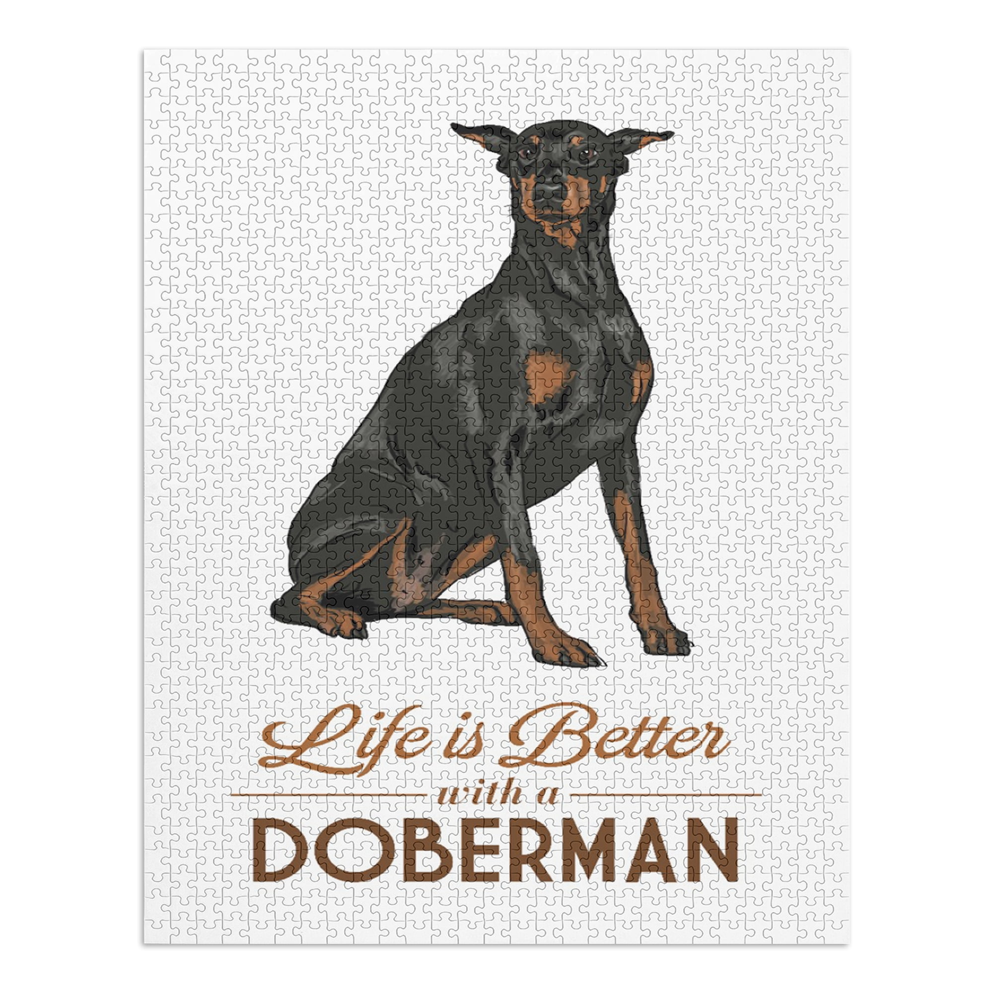 Doberman, Life is Better, White Background (1000 Piece Puzzle, Size