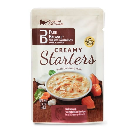(5 pack) (5 Pack) Pure Balance Creamy Starters Gourmet Cat Treats, Coconut Milk, Salmon & Vegetable Recipe, 1.4 oz