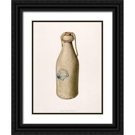 Lemcke Lloyd Charles 19x24 Black Ornate Wood Framed with Double Matting Museum Art Print Titled - Weiss Beer Bottle 1939